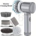 Grey Electric Spin Scrubber. Cordless Cleaning. Brush Power Scrubber. 5 replaceable Brush Heads.
