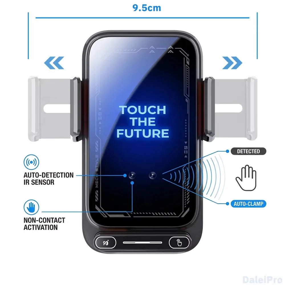 2026 New 15W Wireless Wired Car Charger Phone Holder Auto Sensing One Touch Release 360 Rotation Qi Certified Auto Accessories