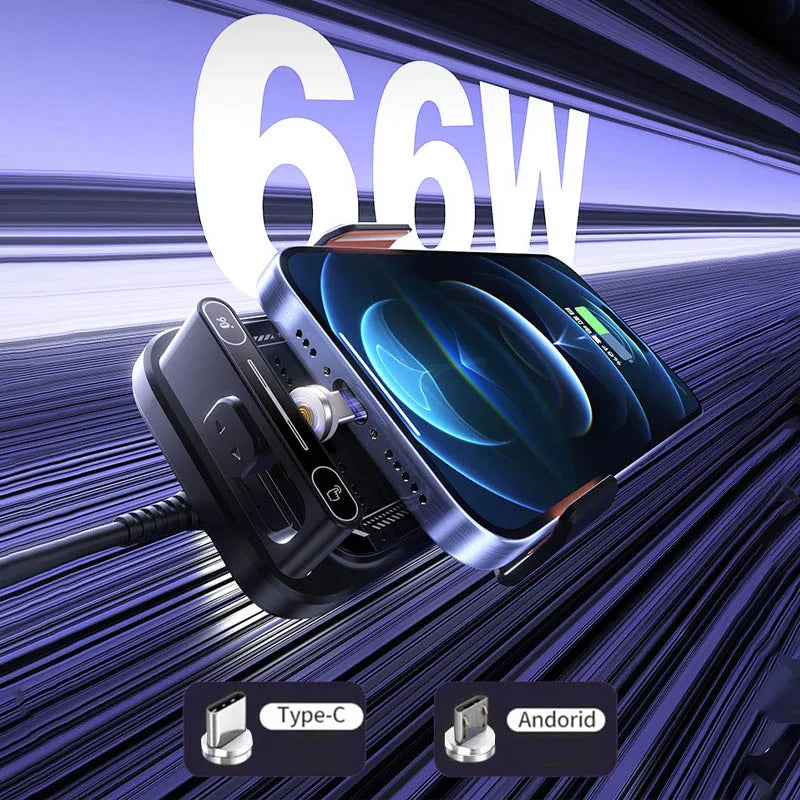 15W Wireless Fast Charging Car Charger. with Infrared Sensor. Auto open/close Clamping Vent Mount. One-Touch Rotation.