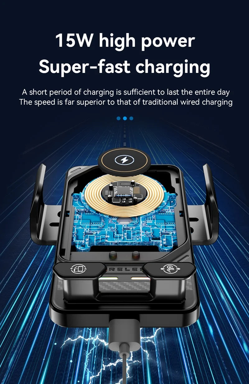 15W Universal Car Wireless Phone Holder. ght Mount for iPhone 17,16. Samsung.
