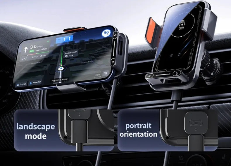 15W Wireless. Car Phone Holder. Auto Sensing One Touch Release.