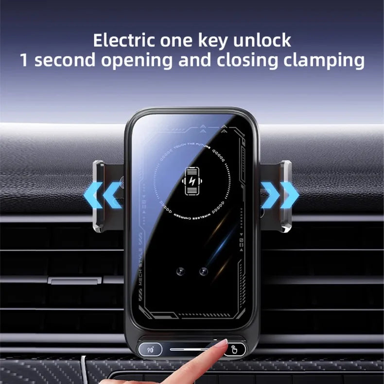 15W Wireless. Car Phone Holder. Auto Sensing One Touch Release.