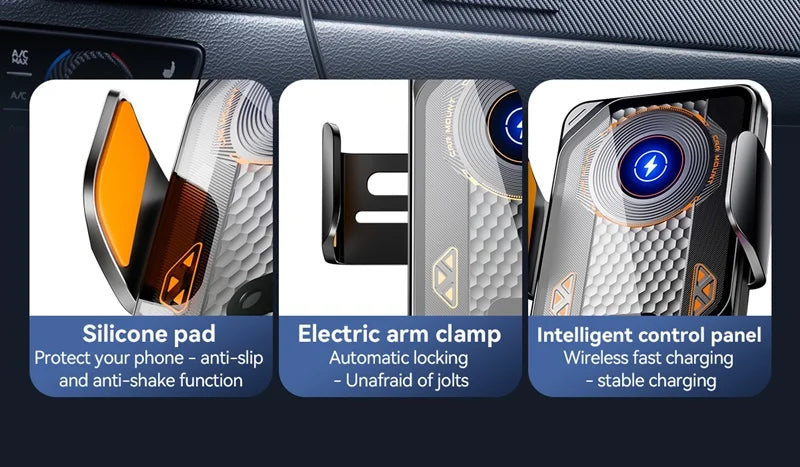 15W Universal Car Wireless Phone Holder. ght Mount for iPhone 17,16. Samsung.