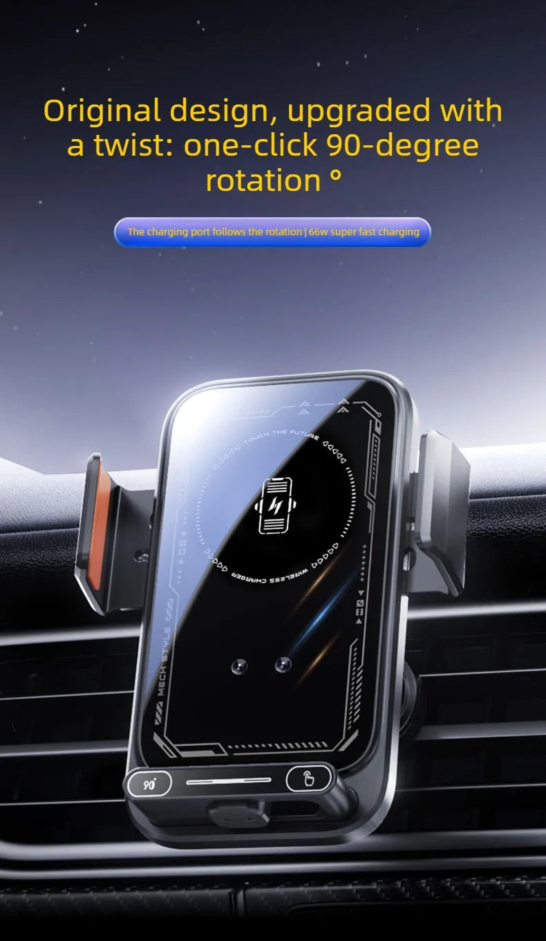 15W Wireless. Car Phone Holder. Auto Sensing One Touch Release.