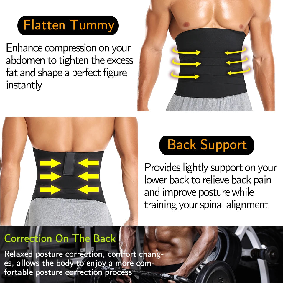 Black. Men Slimming Waist Shaper. Neoprene Fat Burner. Weight Loss. Sauna.