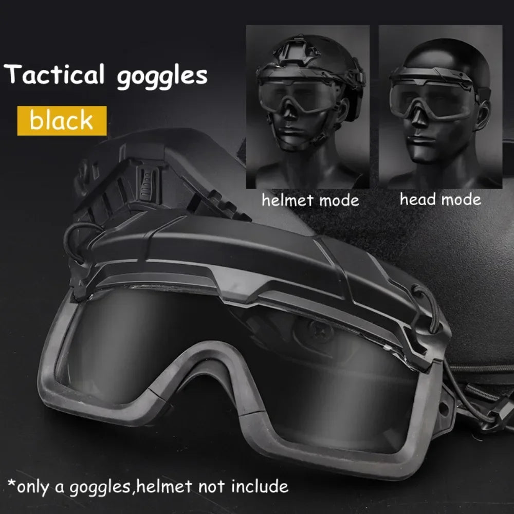 Multi-Color Sports Tactical Helmet Goggles.  Sunglasses for Men/Women. Two Modes Airsoft Riding Eyewear, Hiking, Paintball, Hunting, Etc