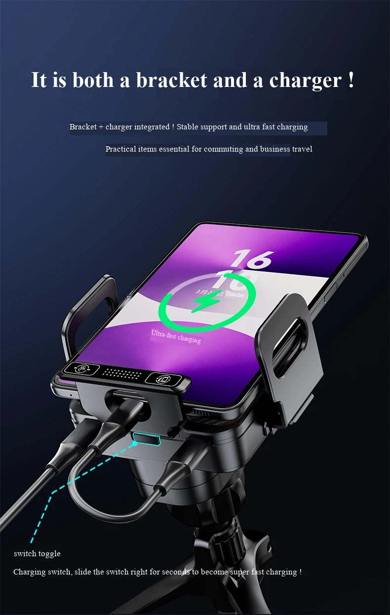 New Mini Foldable Car Phone Wireless Charging Stand. Dual Screen 90-Degree Rotation. Auto Landscape for Vehicles