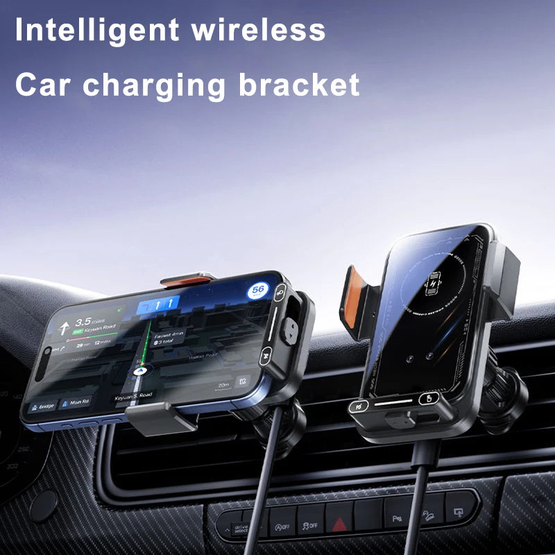 15W Wireless Fast Charging Car Charger. with Infrared Sensor. Auto open/close Clamping Vent Mount. One-Touch Rotation.