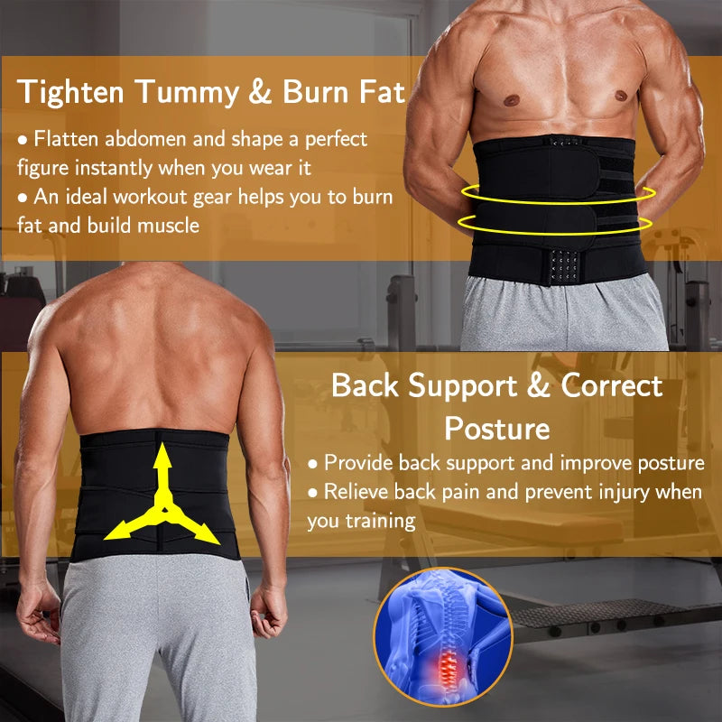 Vensslim Sauna Body Shaper Men Waist Trainer Fitness Belt Slimming Abdomen Weight Loss Trimmer Corset Sweat Workout Fat Burner
