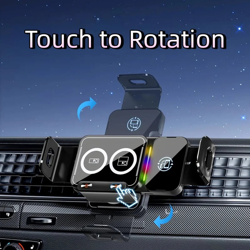 15W Universal Car Phone Wireless Charger & Holder. For Samsung Galaxy & Iphone.