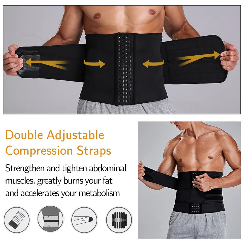 Vensslim Sauna Body Shaper Men Waist Trainer Fitness Belt Slimming Abdomen Weight Loss Trimmer Corset Sweat Workout Fat Burner