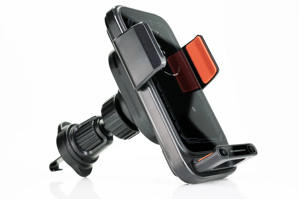 Car Phone Charger. Phone Holder. 15W Wireless & Wired Charger. Auto Sensing One-Touch Release and Rotation. Black.