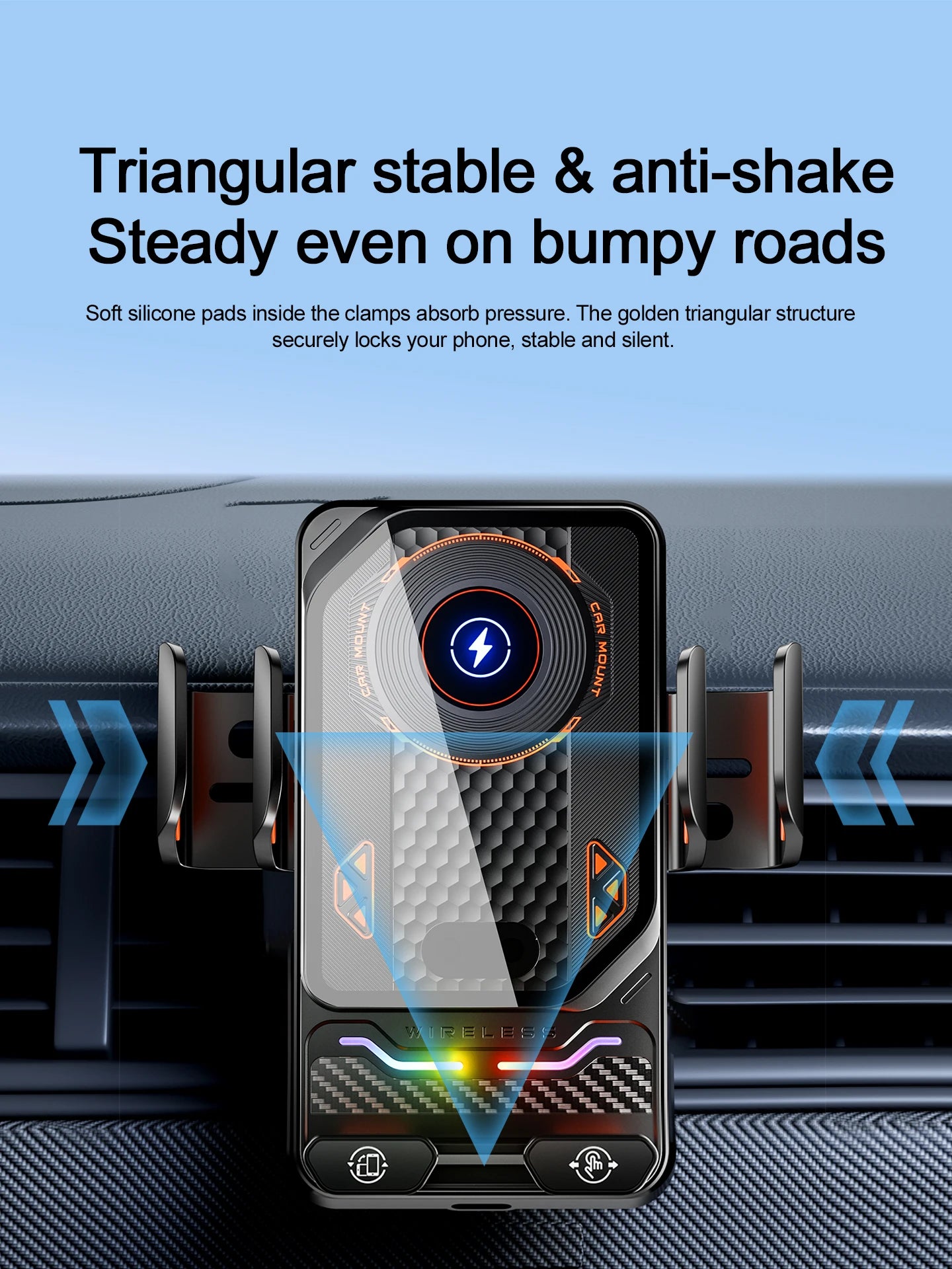 Car Unicersal Air Vent Electric Rotating Opening Closing Phone Holder 15W Wireless Charger Dual Coil Smart Phones Fast Charging