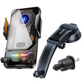 15W Universal Car Wireless Charger Stand Auto Touch to 90 Degree Rotating Ambient Light Mount for iPhone 17 16 Samsung S26 Cars