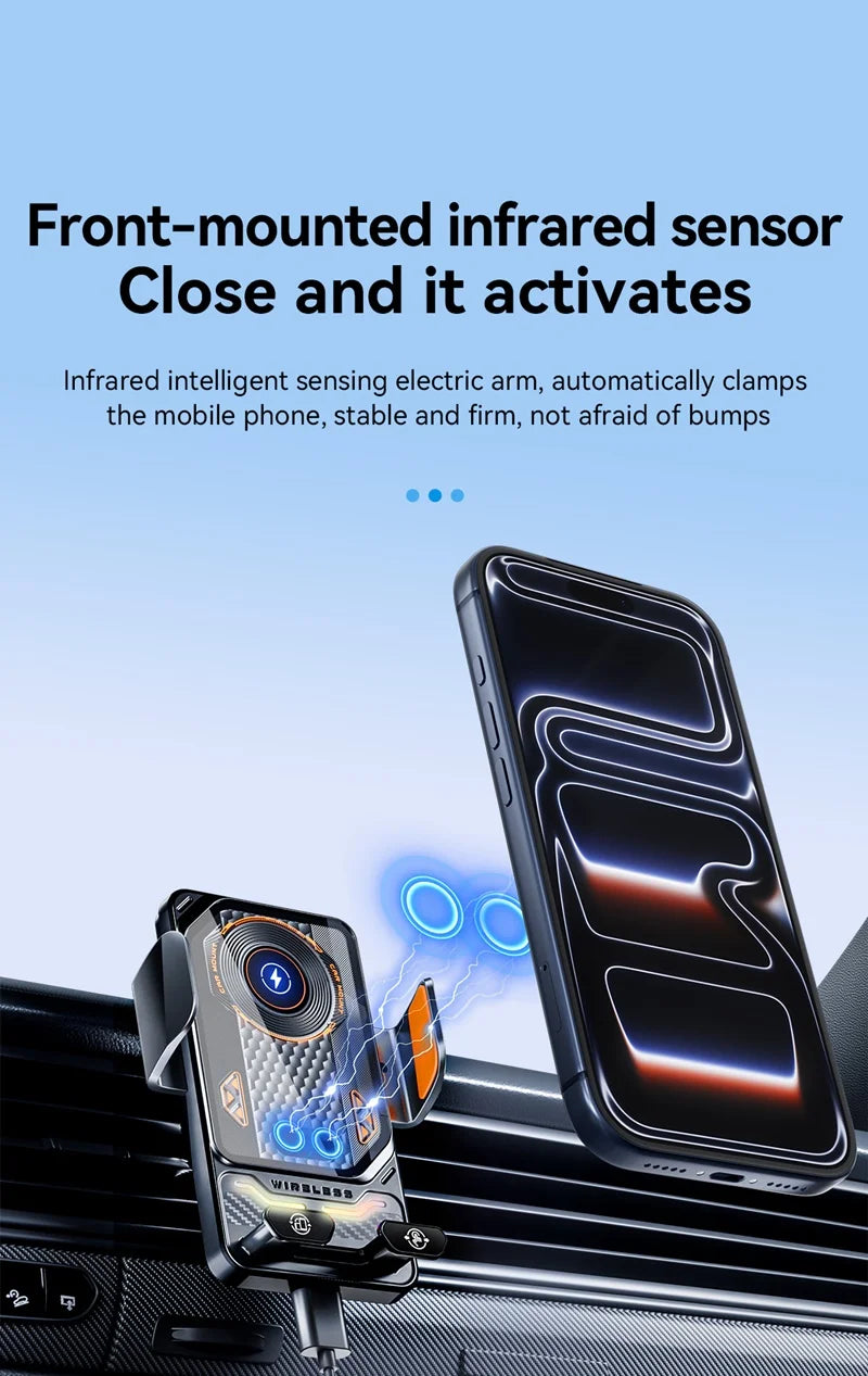 15W Universal Car Wireless Phone Holder. ght Mount for iPhone 17,16. Samsung.