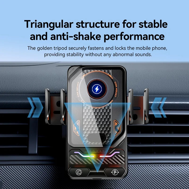 15W Universal Car Wireless Phone Holder. ght Mount for iPhone 17,16. Samsung.