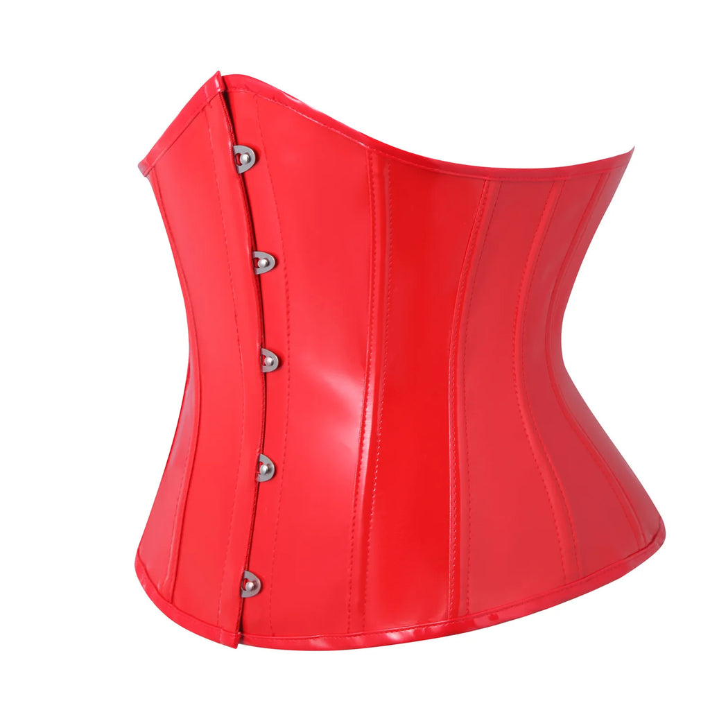 Black/Red PVC Vinyl Corset. Top Underbust. Goth, Punk Corsdet.