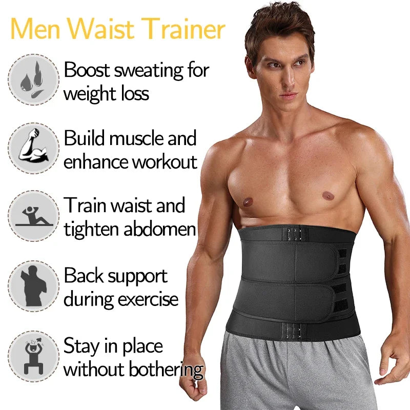 Vensslim Sauna Body Shaper Men Waist Trainer Fitness Belt Slimming Abdomen Weight Loss Trimmer Corset Sweat Workout Fat Burner
