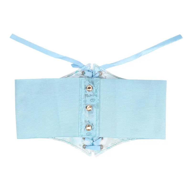 Multi-Color. Women Fashion Waist Corset. Flower Embroidery Elastic Waistband. Wide Lace. Body Slimming