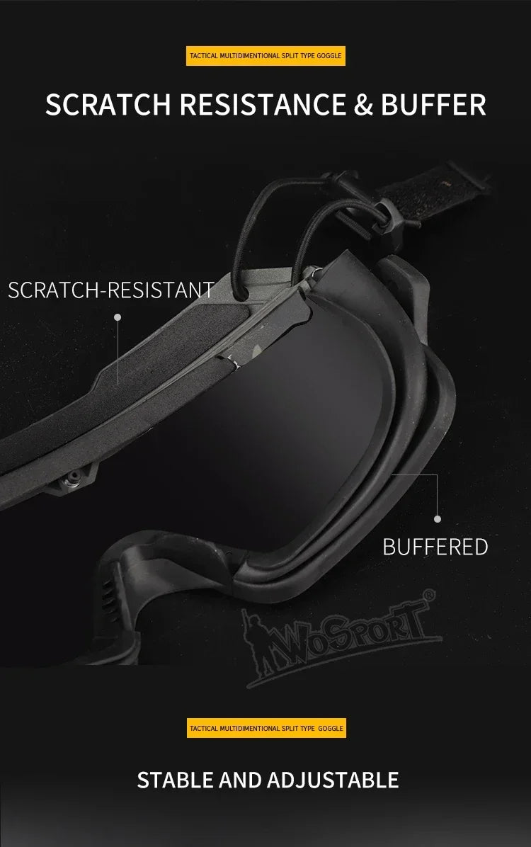 Multi-Color Sports Tactical Helmet Goggles.  Sunglasses for Men/Women. Two Modes Airsoft Riding Eyewear, Hiking, Paintball, Hunting, Etc