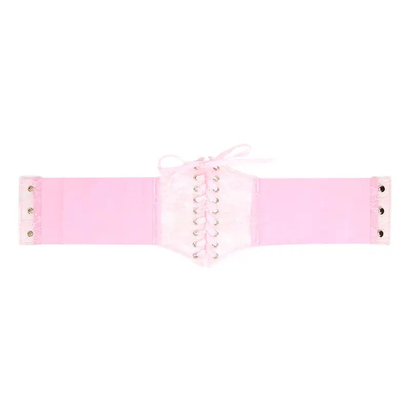 Multi-Color. Women Fashion Waist Corset. Flower Embroidery Elastic Waistband. Wide Lace. Body Slimming