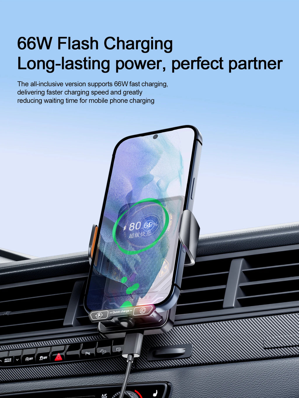 Car Unicersal Air Vent Electric Rotating Opening Closing Phone Holder 15W Wireless Charger Dual Coil Smart Phones Fast Charging