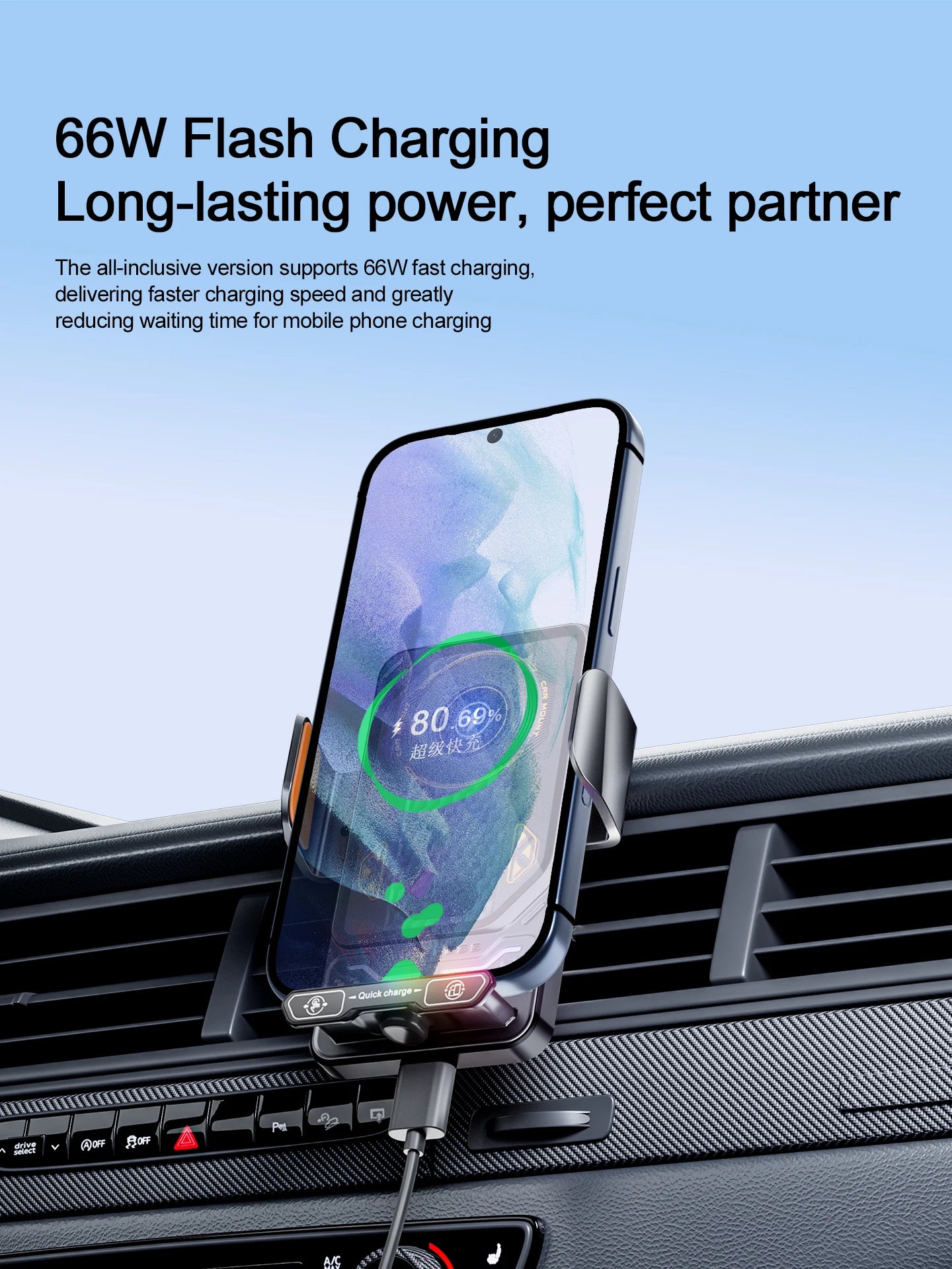 Car Unicersal Air Vent Electric Rotating Opening Closing Phone Holder 15W Wireless Charger Dual Coil Smart Phones Fast Charging