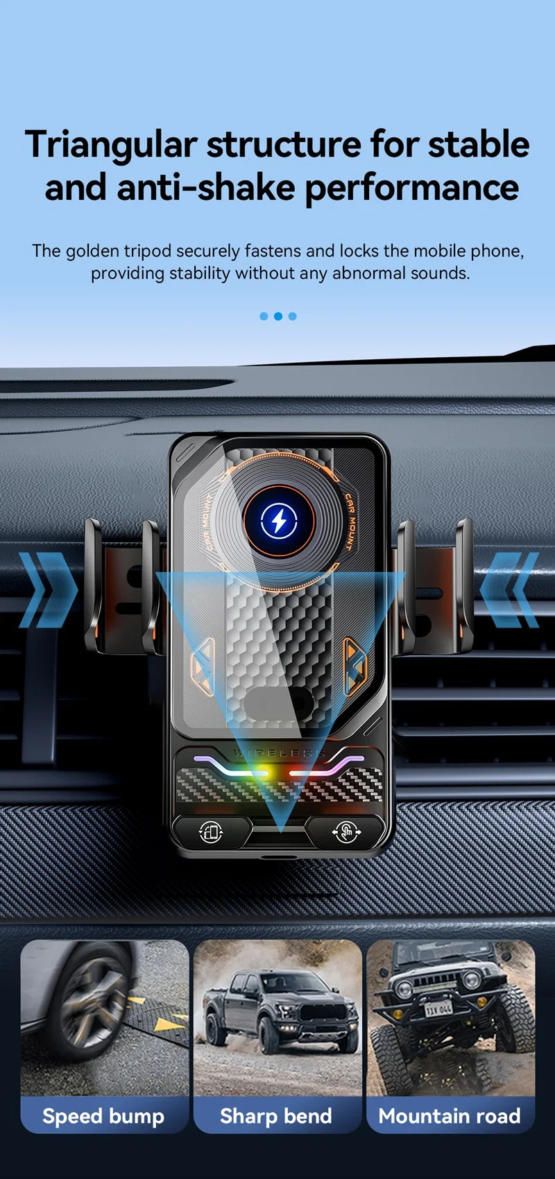 15W Universal Car Wireless Phone Holder. ght Mount for iPhone 17,16. Samsung.