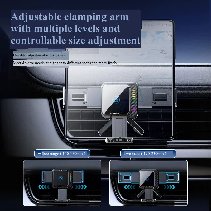 New Mini Foldable Phone Car Wireless Charging Stand with Dual Screen 90-Degree Rotation Auto Landscape for Vehicles