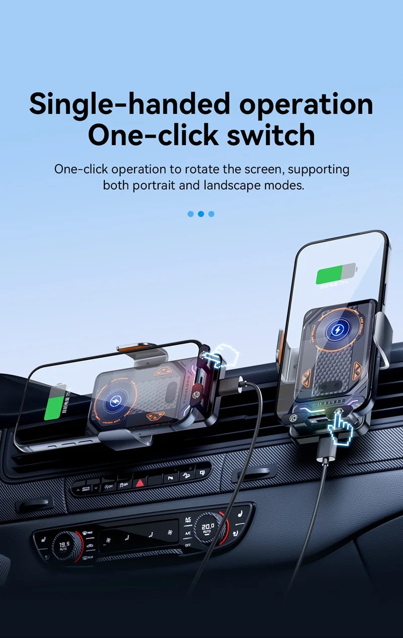 15W Universal Car Wireless Phone Holder. ght Mount for iPhone 17,16. Samsung.