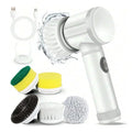 White Electric Spin Scrubber. Electric Cleaning Brush. 5 replaceable Heads.