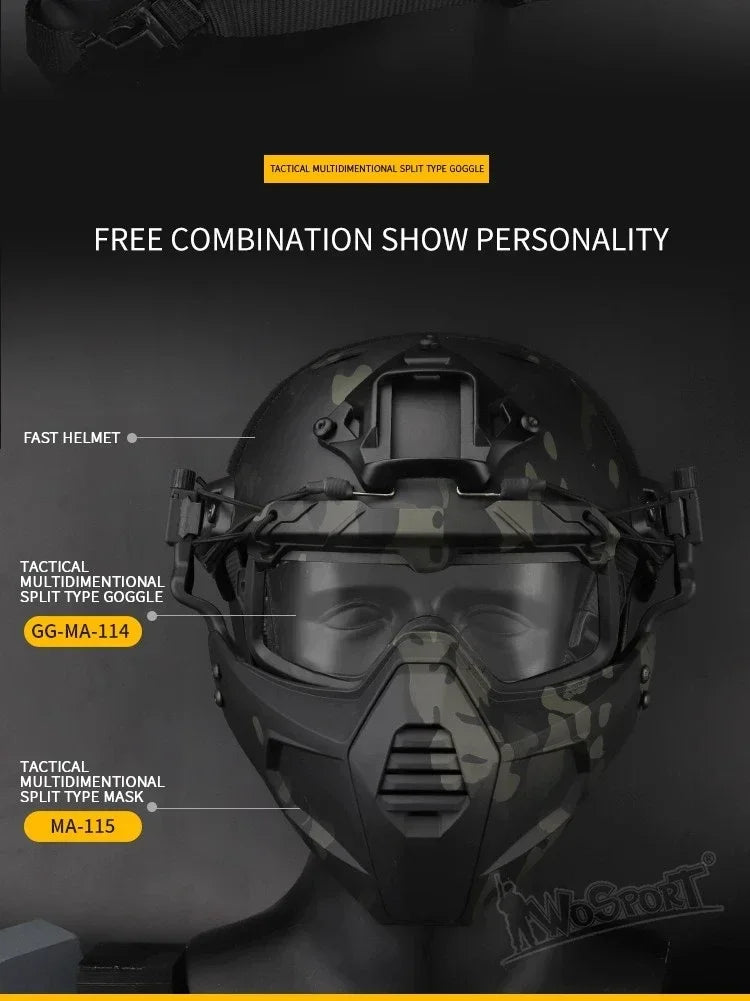 Multi-Color Sports Tactical Helmet Goggles.  Sunglasses for Men/Women. Two Modes Airsoft Riding Eyewear, Hiking, Paintball, Hunting, Etc