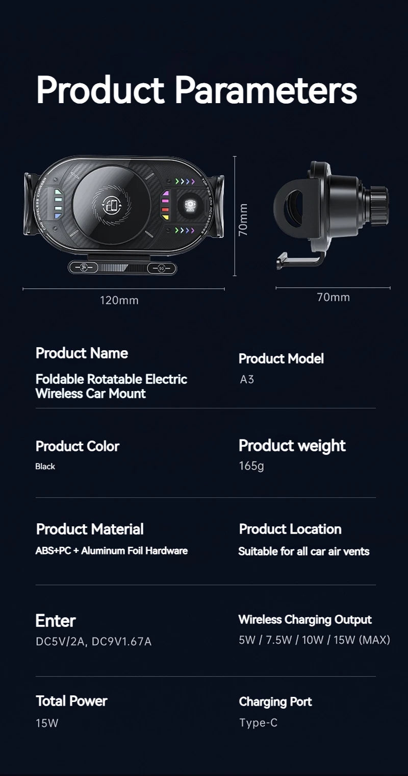 15W Universal Wireless Car Phone Holder. Multiple Variants.