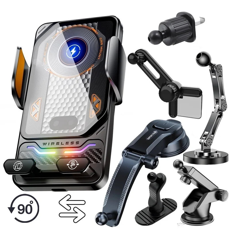 15W Universal Car Wireless Phone Holder. ght Mount for iPhone 17,16. Samsung.