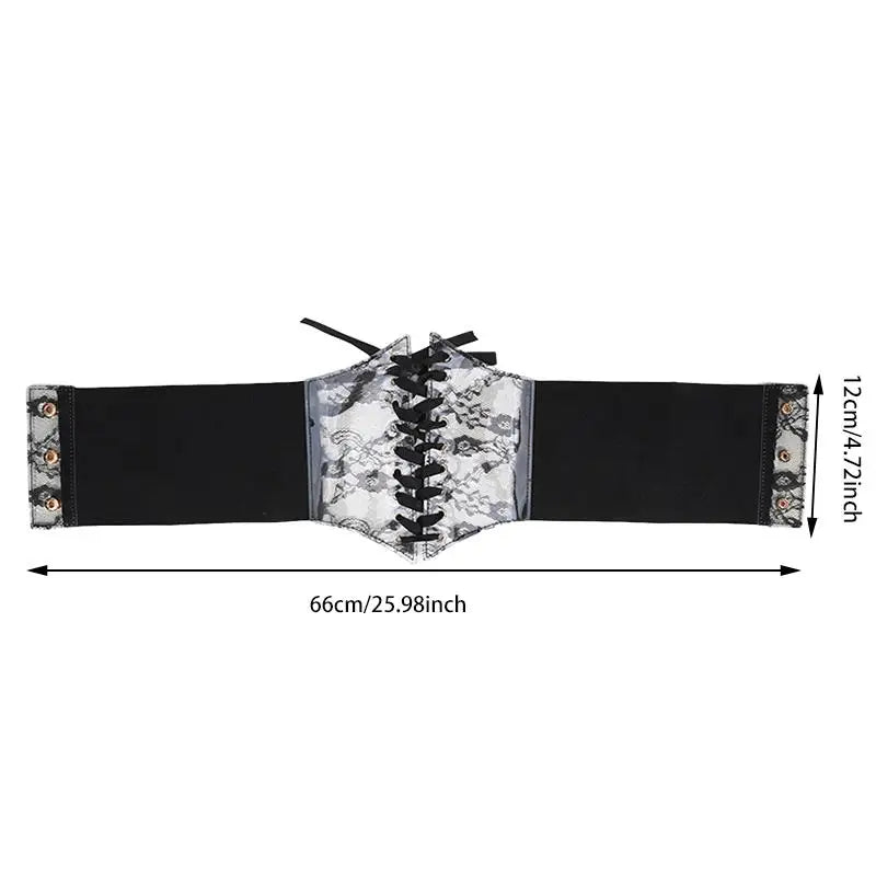 Multi-Color. Women Fashion Waist Corset. Flower Embroidery Elastic Waistband. Wide Lace. Body Slimming