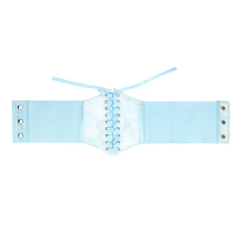 Multi-Color. Women Fashion Waist Corset. Flower Embroidery Elastic Waistband. Wide Lace. Body Slimming