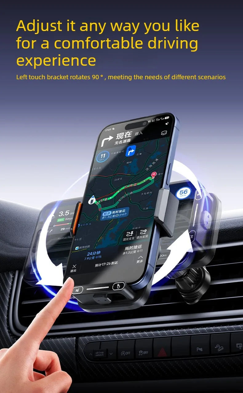 15W Wireless. Car Phone Holder. Auto Sensing One Touch Release.