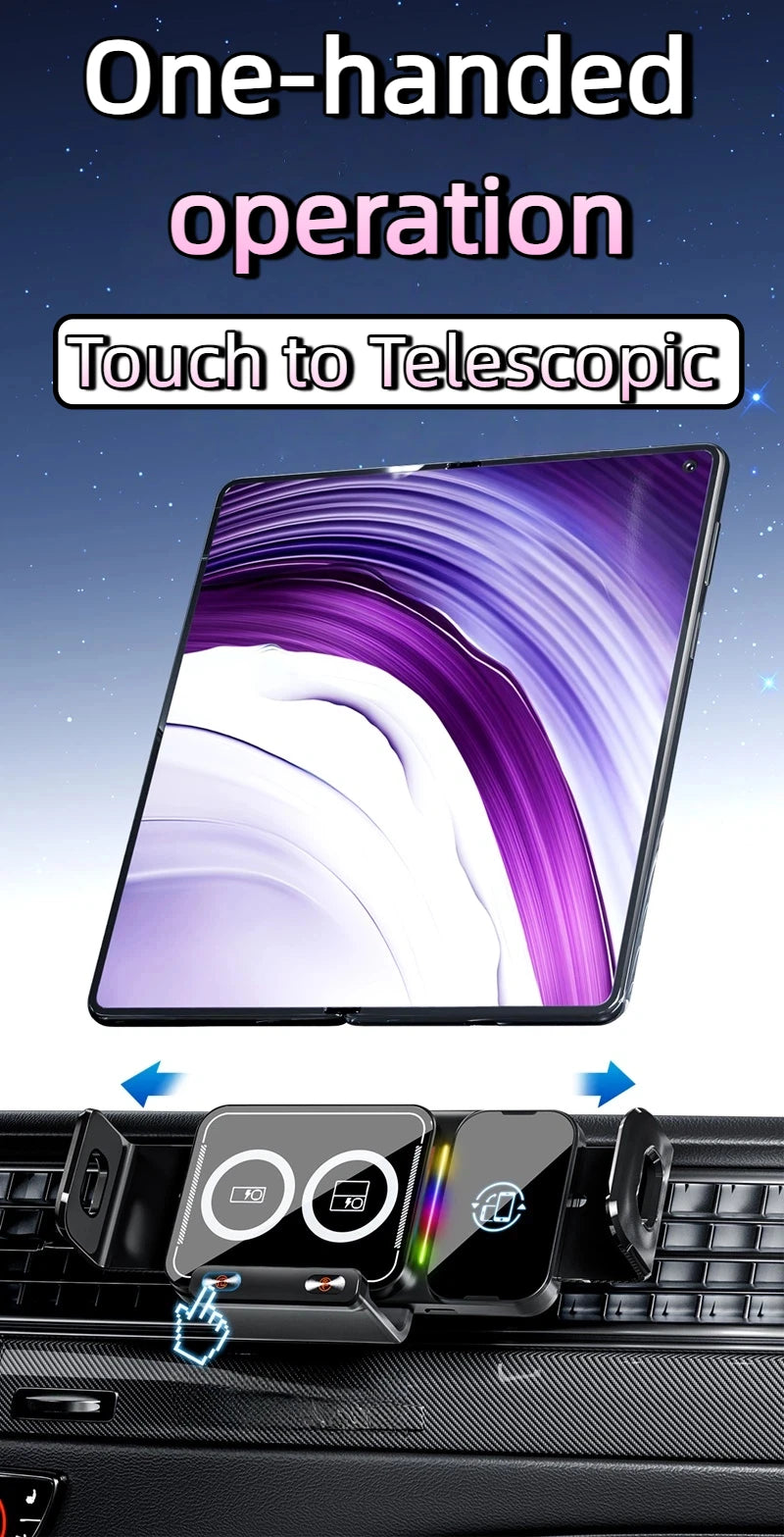 15W Universal Car Phone Wireless Charger & Holder. For Samsung Galaxy & Iphone.