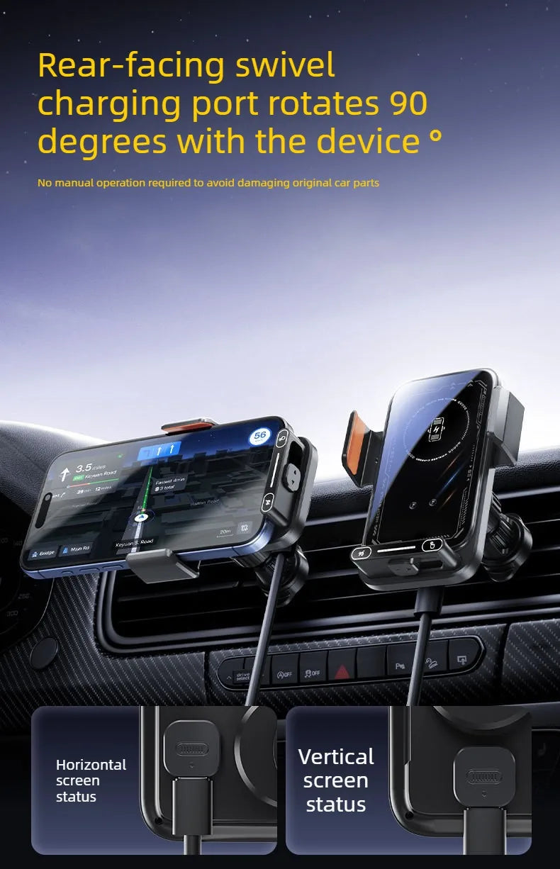 15W Wireless. Car Phone Holder. Auto Sensing One Touch Release.
